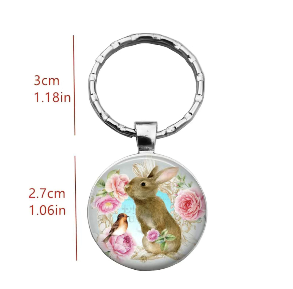 3/$25 Bunny Rabbit Flowers Spring Keychain NEW - Picture 2 of 2